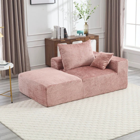 UNITED WE WIN Memory Foam 2-Seater Couch, No Installation & Easy to Transport, Deep Seat Modern Sofa with Chenille Fabric, Couch for Living Room, Bedroom, Apartment, Home Office-海智集-Default-