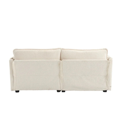 UNITED WE WIN Chenille fabric, removable armrests with side pockets, high density sponge filling, oversized double sofa with footstool-海智集-Default-