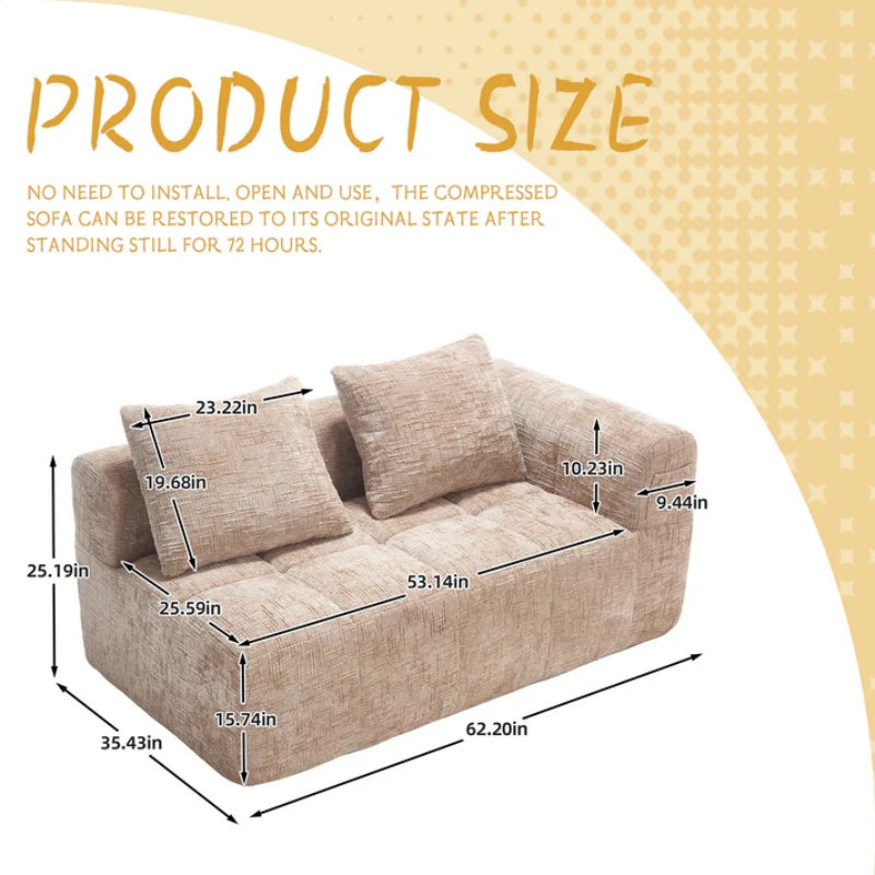 UNITED WE WIN Chenille Loveseat Sofa,Minimalist Modular Couches Sleeper for Living Room Bedroom Apartment Lounge-海智集-Default-