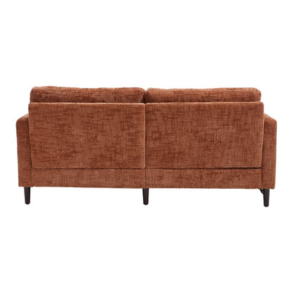 Modern Style Chenille 2-Seater Sofa with LED Light, USB Charging Port & Storage Bag in Orange-海智集-Default-