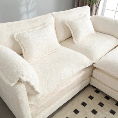 UNITED WE WIN Chenille fabric, removable armrests with side pockets, high density sponge filling, oversized double sofa with footstool-海智集-Default-