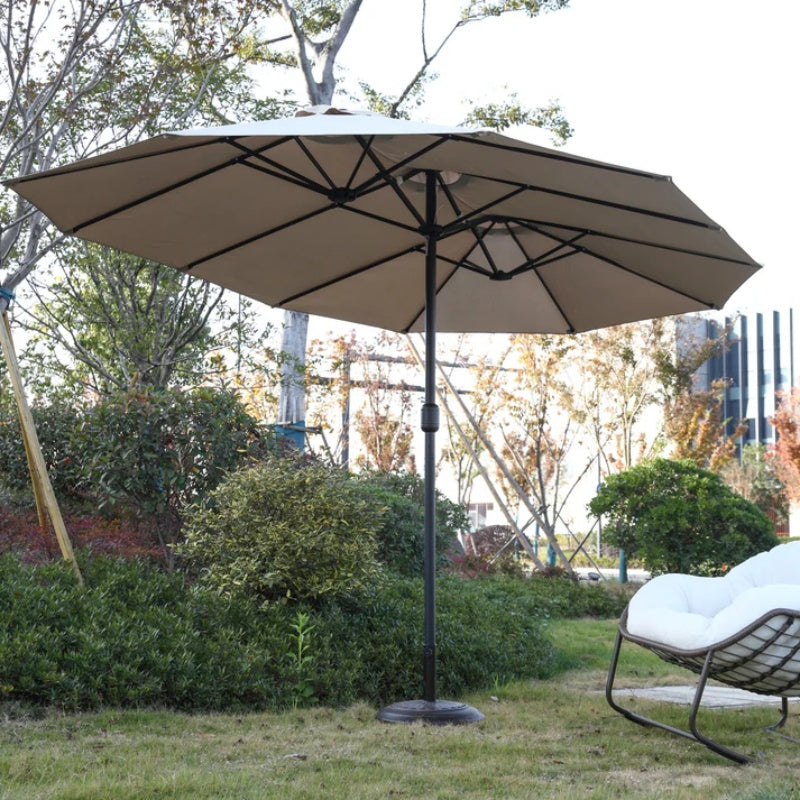 14.8 Ft Double Sided Outdoor Umbrella Rectangular Large with Crank ( khaki )(No Base)-海智集-Default-