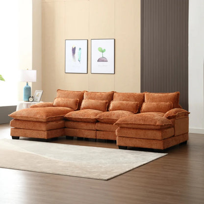 UNITED WE WIN Modern Large chenille Fabric U-Shape Sectional Sofa-海智集-Default-