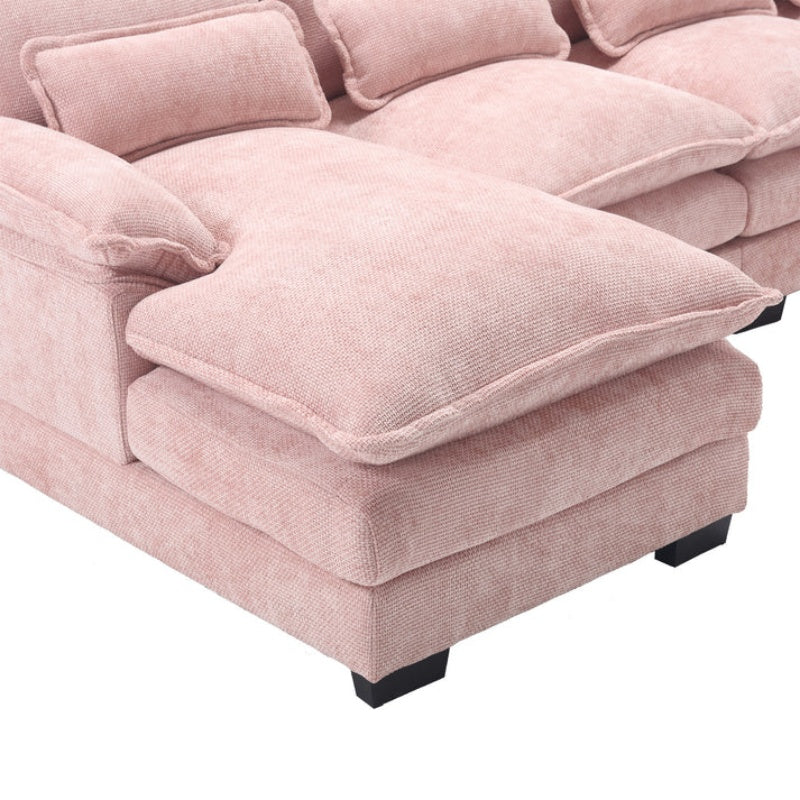 UNITED WE WIN Chenille, high quality sponge filling, solid wood frame, oversized four-seater, U-shaped combination sofa-海智集-Default-