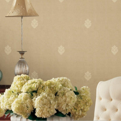 Parisian Flower Wallpaper: An elegant living room crafted with embroidered wall fabric-海智集-