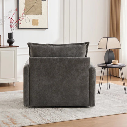 UNITED WE WIN Swivel Barrel Chair - Mid Century Modern Chair, Thick Padded Arm Chair with Solid Metal Base, Comfortable Single Sofa Chair, Swivel Accent Chair for Living Room Bedroom-海智集-Default-