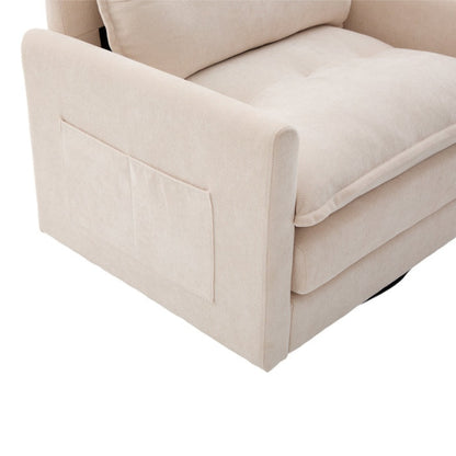 UNITED WE WIN Swivel Barrel Chair - Mid Century Modern Chair, Thick Padded Arm Chair with Solid Metal Base, Comfortable Single Sofa Chair, Swivel Accent Chair for Living Room Bedroom-海智集-Default-