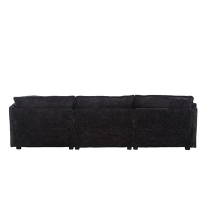 Modern Large L-Shape Sectional Chenille fabric, movable pedals, detachable armrests, oversized three-seat Sofa-海智集-Default-