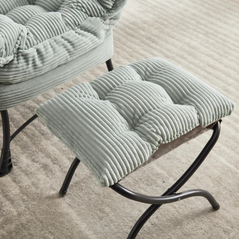 Lazy Chair with Ottoman, Modern Lounge Accent Chair with Armrests and a Side Pocket, Leisure Upholstered Sofa Chair Reading Chair with Footrest for Small Space, Corner Chair-Light green-海智集-Default-