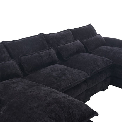 UNITED WE WIN Chenille, high quality sponge filling, solid wood frame, oversized four-seater, U-shaped combination sofa-海智集-Default-