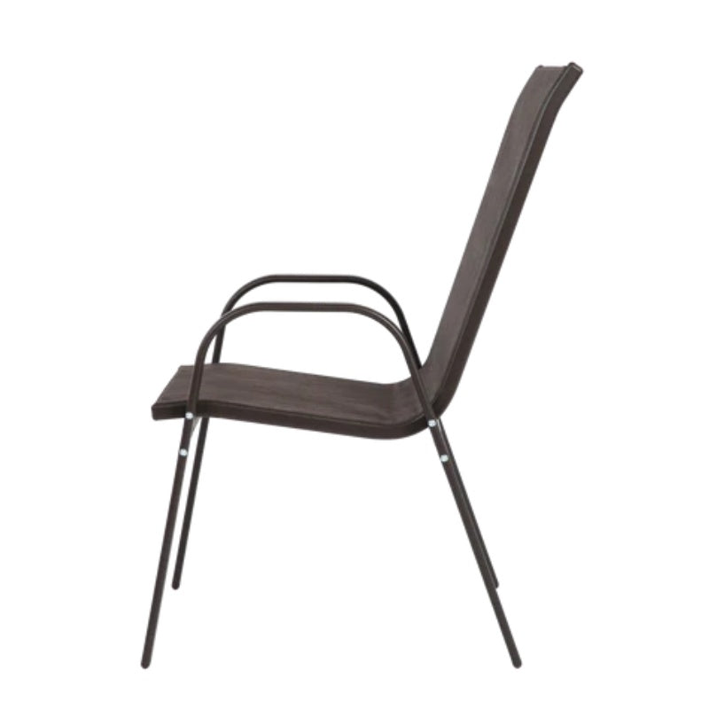 2 Piece Patio Chairs, Outdoor Camping Chairs with Breathable Textilene Fabric, Set of 2 Garden Chairs with Armrest High Backrest for Garden Patio Pool Beach Yard Space Saving ( Brown)-海智集-Default-