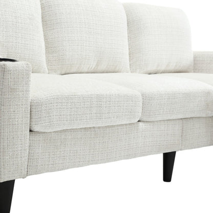 UNITED WE WIN Sofa for three, solid wood frame, Chenille fabric, side pocket, with two cup holders, footstool with storagestorage sofa /Living room sofa cozy sectional sofa-海智集-Default-