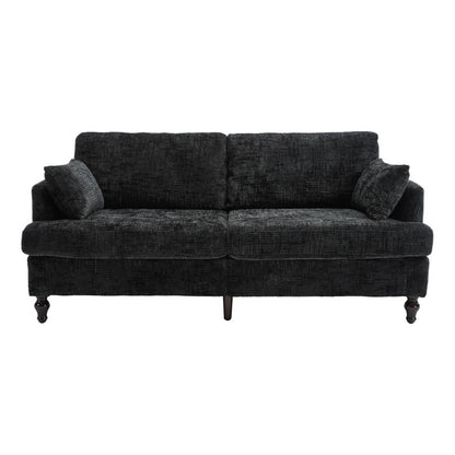 Modern Style Chenille 2-Seater Sofa with LED Light, USB Port and Storage Bag in Black-海智集-Default-