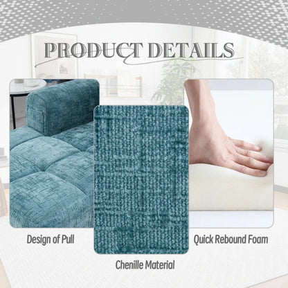 UNITED WE WIN 98.42-inch modular sectional sofa, modern modular L-shaped sofa with chaise longue, equipped with small side pockets and free of compression during installation.-海智集-Default-
