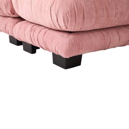 UNITED WE WIN Pelletized velvet U Shape Cloud Couch with 2 Ottomans,Free Combined 3 Seater Comfy Sofa with Bolster Armrest Pillows, sofa for Living Room-海智集-Default-