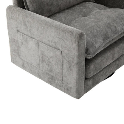 UNITED WE WIN Swivel Barrel Chair - Mid Century Modern Chair, Thick Padded Arm Chair with Solid Metal Base, Comfortable Single Sofa Chair, Swivel Accent Chair for Living Room Bedroom-海智集-Default-