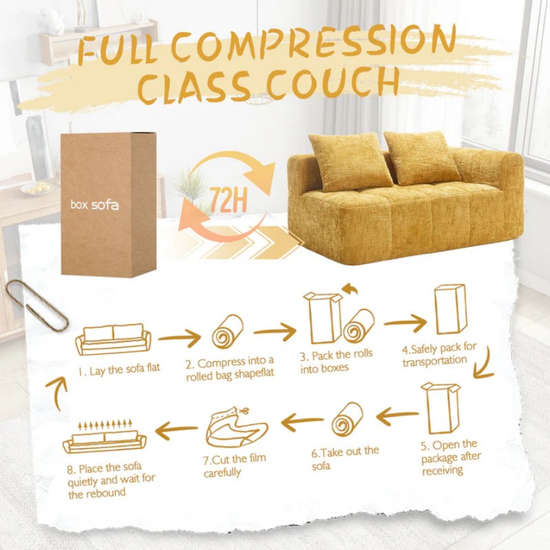 UNITED WE WIN Chenille Loveseat Sofa,Minimalist Modular Couches Sleeper for Living Room Bedroom Apartment Lounge-海智集-Default-