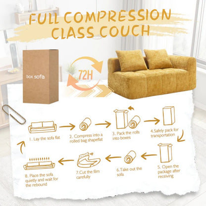 UNITED WE WIN Chenille Loveseat Sofa,Minimalist Modular Couches Sleeper for Living Room Bedroom Apartment Lounge-海智集-Default-