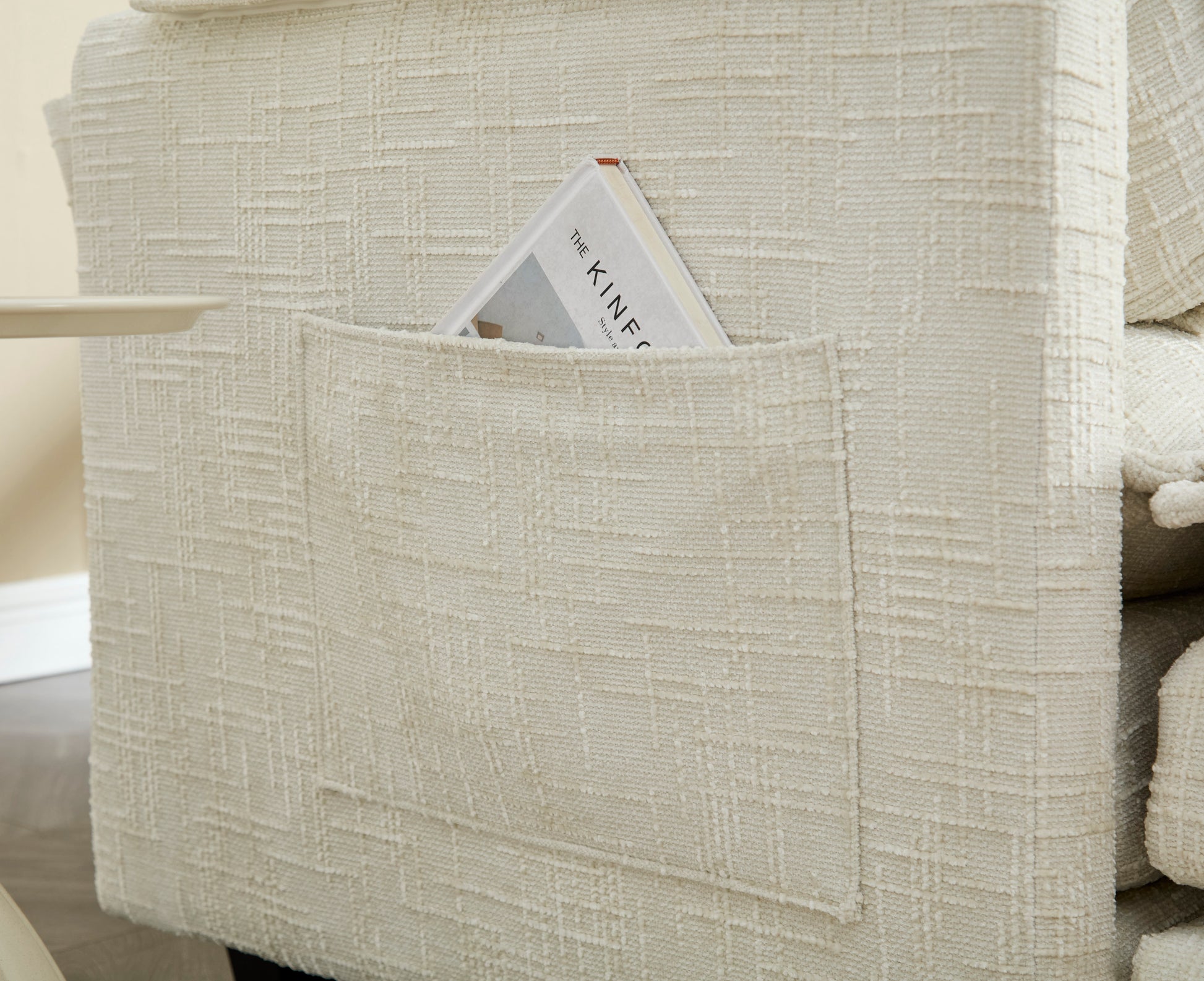 UNITED WE WIN Chenille fabric, solid construction, the overall structure of the sofa is stable, detachable armrests, two foot stools and two-seat sofa with side pockets-海智集-Default-