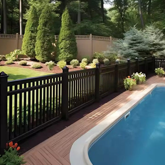 Easy to Install Outdoor Composite Wood Plastic Fence Garden Privacy Wpc Perimeter Fence Designs-海智集-