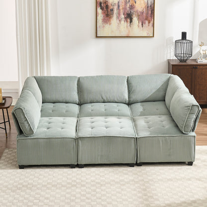 UNITED WE WIN Modular Sectional Sofa U Shaped Modular Couch with Reversible Chaise Modular Sofa Sectional Couch,6- Seat Convertible Sofa,Fit for Living Room-海智集-Default-