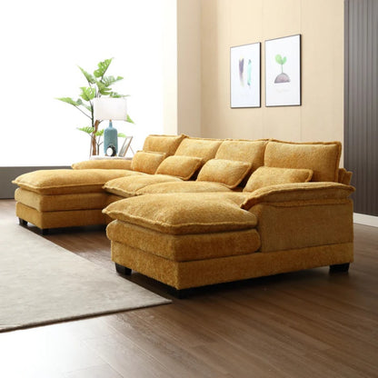 UNITED WE WIN Modern Large chenille Fabric U-Shape Sectional Sofa-海智集-Default-