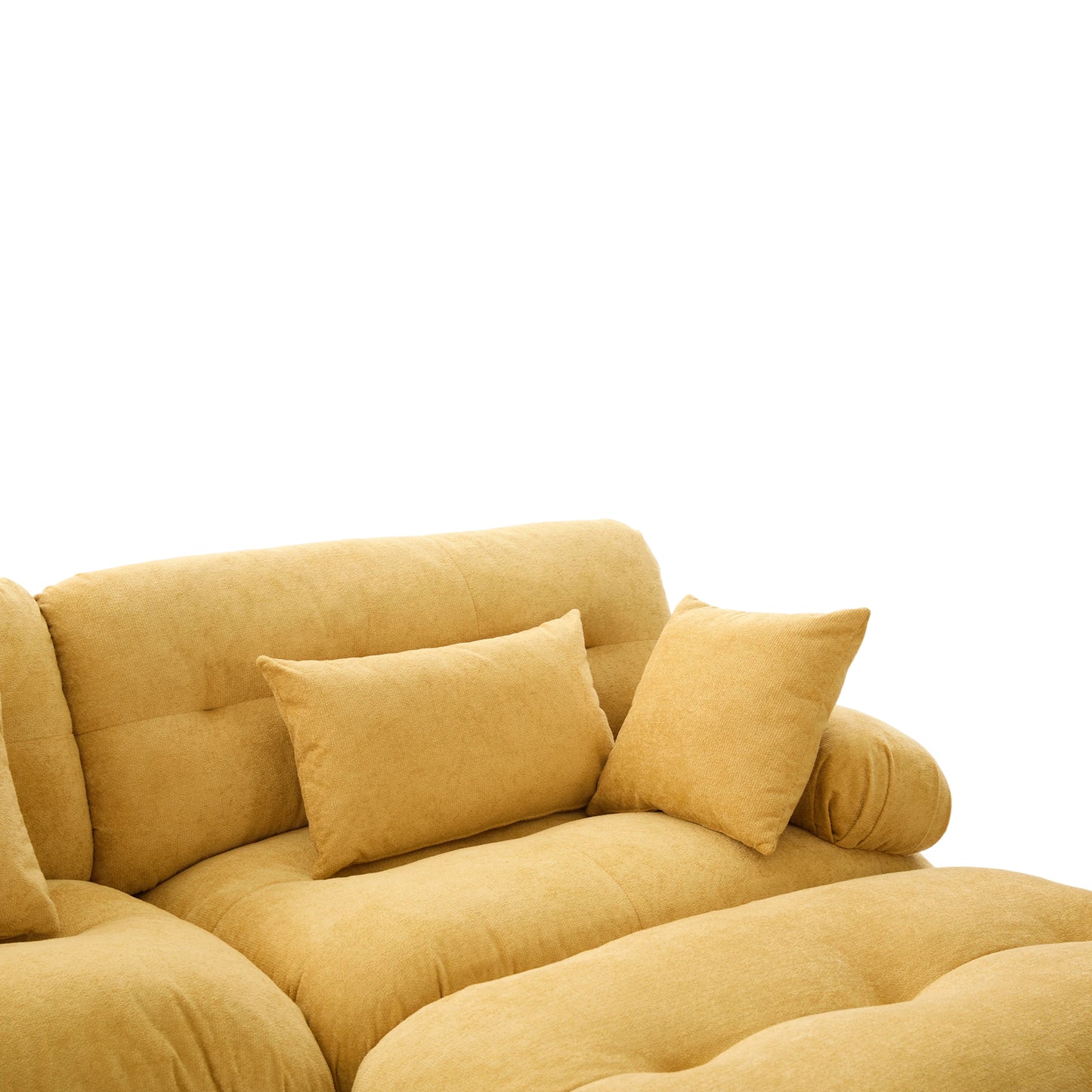 UNITED WE WIN Pelletized velvet U Shape Cloud Couch with 2 Ottomans,Free Combined 3 Seater Comfy Sofa with Bolster Armrest Pillows, sofa for Living Room-海智集-Default-