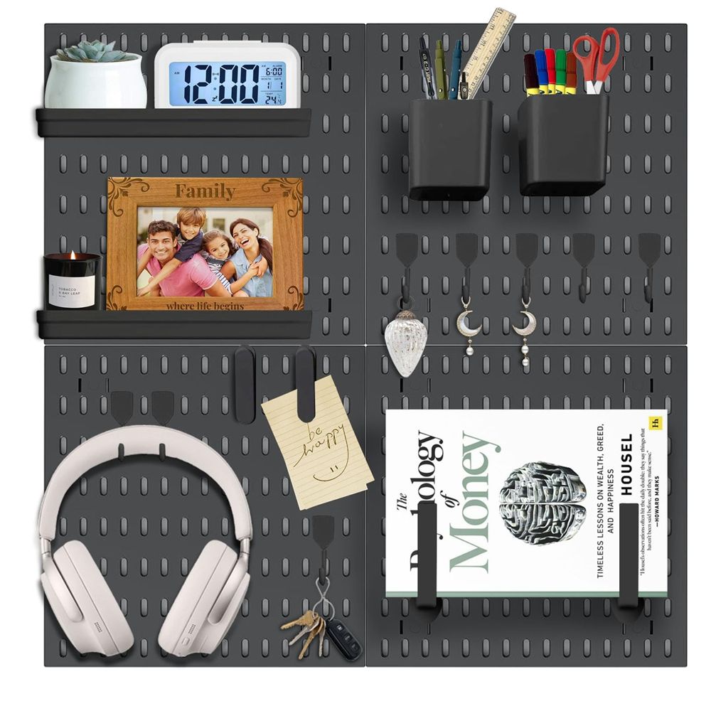 Eco Friendly No Drill Pegboard System Reinforced ABS Panels Slat Wall Organizer for Kitchen Utensil Garage Storage - 海智集