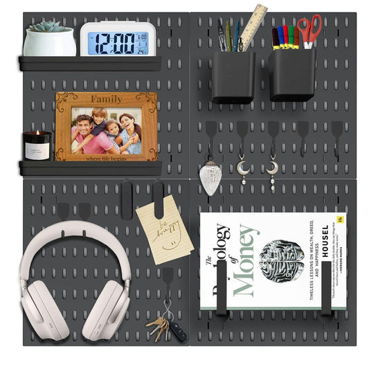 Eco Friendly No Drill Pegboard System Reinforced ABS Panels Slat Wall Organizer for Kitchen Utensil Garage Storage - 海智集