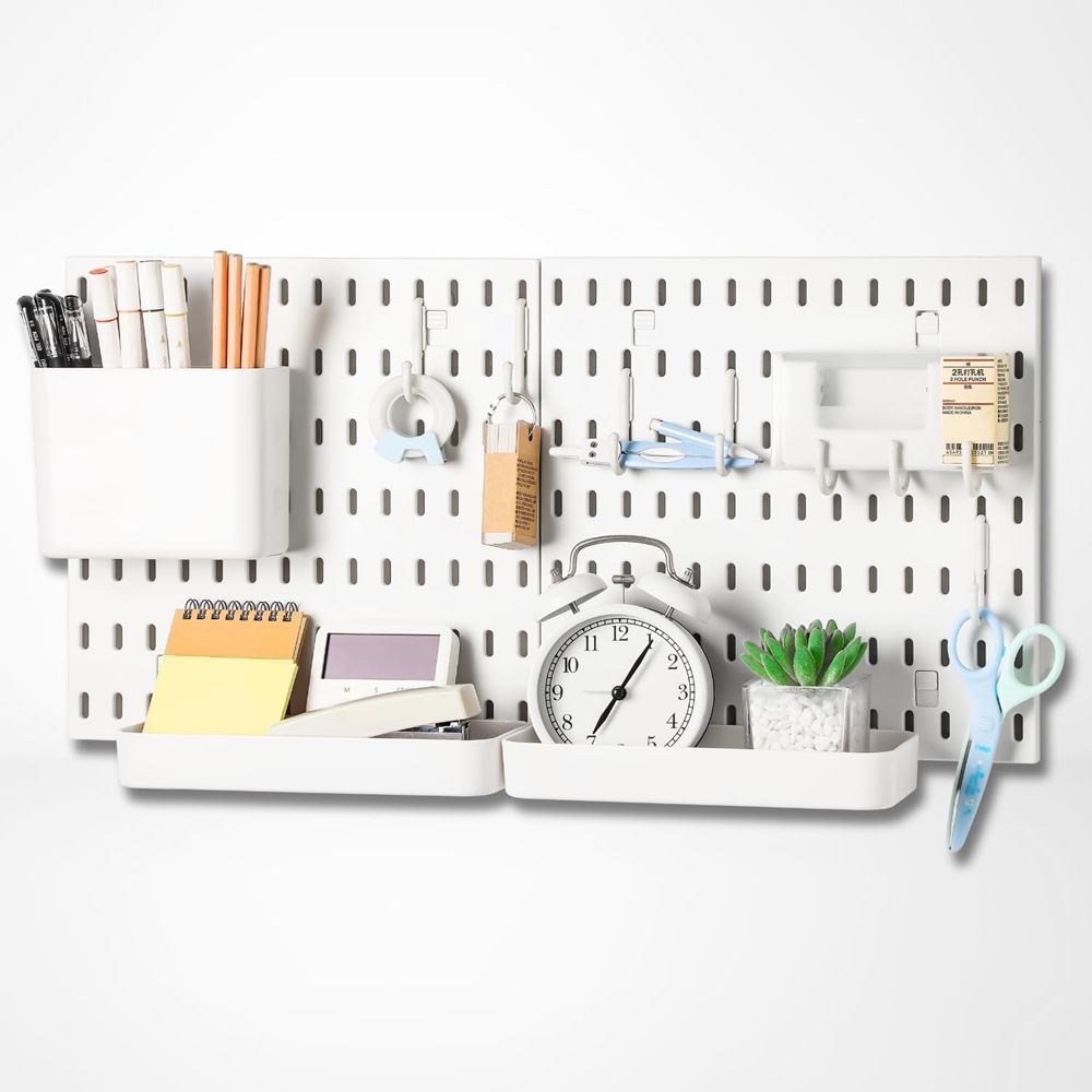 Eco Friendly No Drill Pegboard System Reinforced ABS Panels Slat Wall Organizer for Kitchen Utensil Garage Storage - 海智集