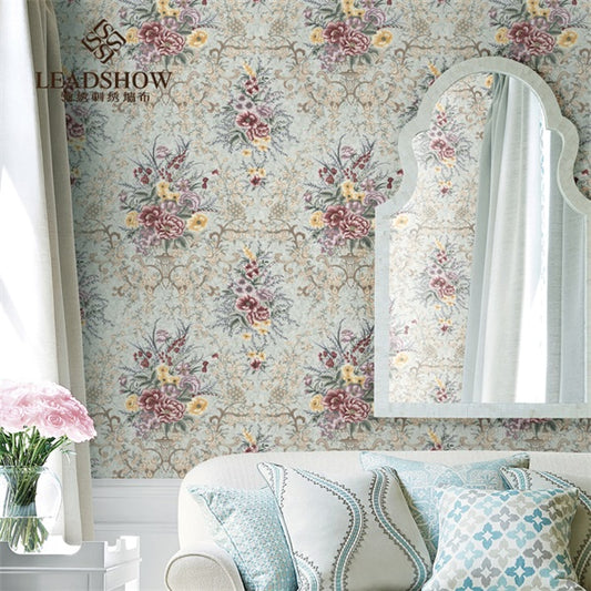 Flower shadows in profusion Wallpaper: The rural charm highlighted by the embroidered wall fabric-海智集-