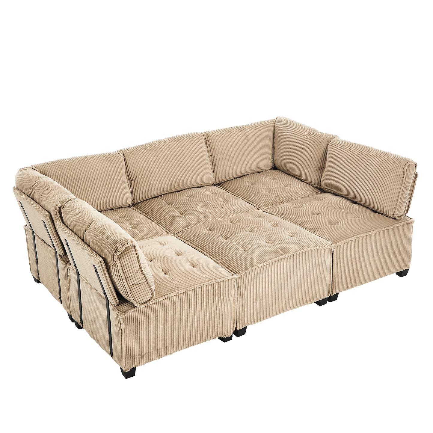 UNITED WE WIN Modular Sectional Sofa U Shaped Modular Couch with Reversible Chaise Modular Sofa Sectional Couch,6- Seat Convertible Sofa,Fit for Living Room-海智集-Default-