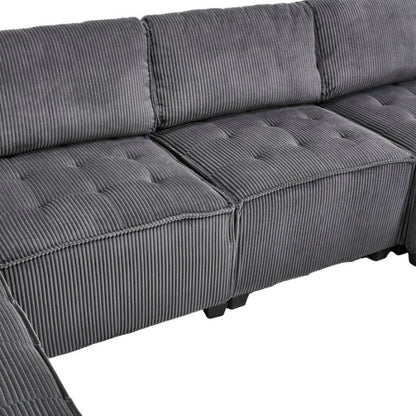 UNITED WE WIN Modular Sectional Sofa U Shaped Modular Couch with Reversible Chaise Modular Sofa Sectional Couch,6- Seat Convertible Sofa,Fit for Living Room-海智集-Default-