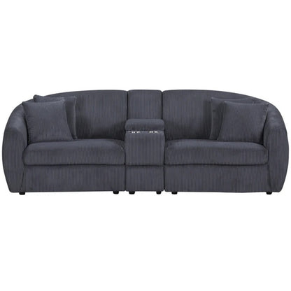 UNITED WE WIN corduroy fabric, two cup holders, storage, oversized two-seat, solid wood frame, high quality sponge filling, curved placement sofa-海智集-Default-