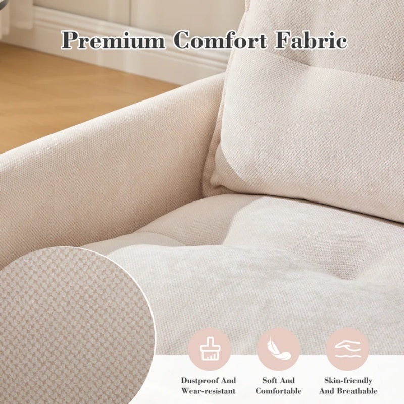 UNITED WE WIN Swivel Barrel Chair - Mid Century Modern Chair, Thick Padded Arm Chair with Solid Metal Base, Comfortable Single Sofa Chair, Swivel Accent Chair for Living Room Bedroom-海智集-Default-