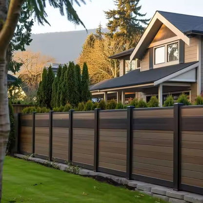 Exterior Plastic Composite Wood Home Garden Patio UV Resistant and Waterproof Wpc Fence Yellow DIY Dark Metal Polish-海智集-
