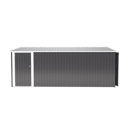 Campcraft Outdoor Storage Shed 10×14 FT with 3 Lockable Doors,Utility Tool Shed Metal Storage Garden Sheds Frame and 4 Vents,for Backyard,Patio,Lawn,dark Grey-海智集-Default-