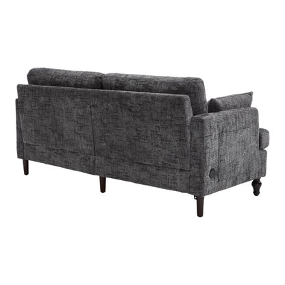 Modern Style Chenille 2-Seater Sofa with LED Light, USB Port, and Storage Bag in Gray-海智集-Default-
