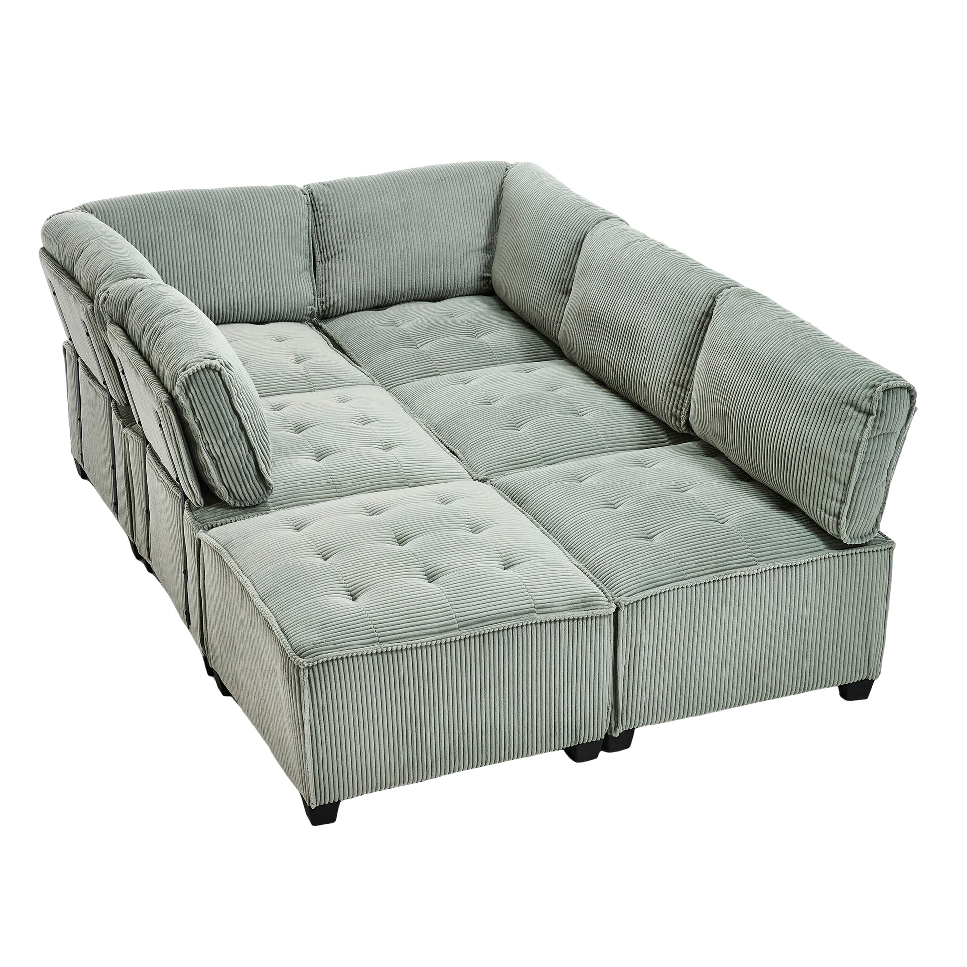 UNITED WE WIN Modular Sectional Sofa U Shaped Modular Couch with Reversible Chaise Modular Sofa Sectional Couch,6- Seat Convertible Sofa,Fit for Living Room-海智集-Default-