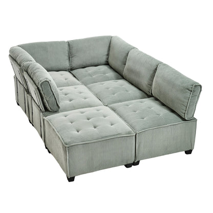 UNITED WE WIN Modular Sectional Sofa U Shaped Modular Couch with Reversible Chaise Modular Sofa Sectional Couch,6- Seat Convertible Sofa,Fit for Living Room-海智集-Default-