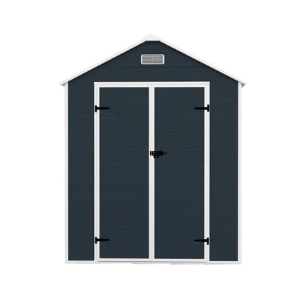 Campcraft 6*6ft resin storage shed, high quality pp material, strong structure, waterproof, rust and UV proof, large storage space, 12mm thick pp board, HD window lighting Dark gray-海智集-Default-