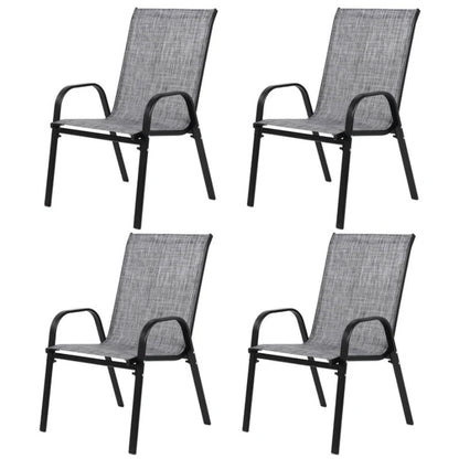 4 Piece Patio Chairs, Outdoor Camping Chairs with Breathable Textilene Fabric, Set of 2 Garden Chairs with Armrest High Backrest for Garden Patio Pool Beach Yard Space Saving ( Grey)-海智集-Default-