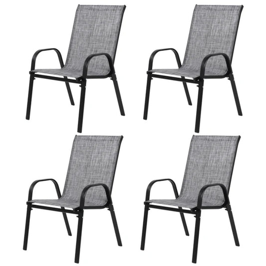 4 Piece Patio Chairs, Outdoor Camping Chairs with Breathable Textilene Fabric, Set of 2 Garden Chairs with Armrest High Backrest for Garden Patio Pool Beach Yard Space Saving ( Grey)-海智集-Default-