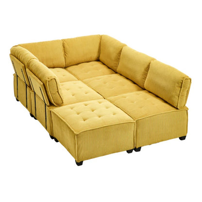 UNITED WE WIN Modular Sectional Sofa U Shaped Modular Couch with Reversible Chaise Modular Sofa Sectional Couch,6- Seat Convertible Sofa,Fit for Living Room-海智集-Default-
