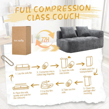 UNITED WE WIN Chenille Loveseat Sofa,Minimalist Modular Couches Sleeper for Living Room Bedroom Apartment Lounge-海智集-Default-
