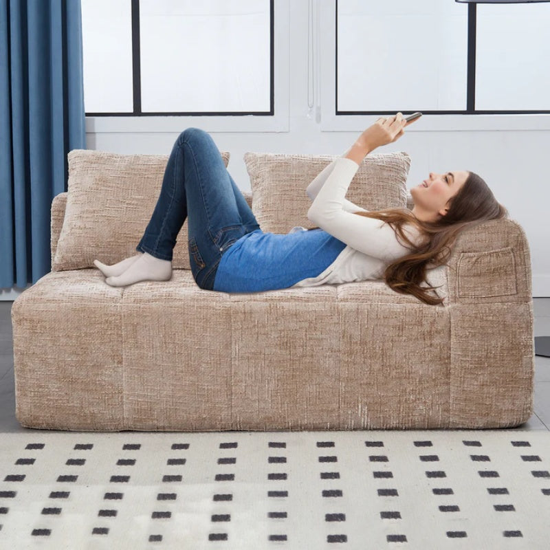 UNITED WE WIN Chenille Loveseat Sofa,Minimalist Modular Couches Sleeper for Living Room Bedroom Apartment Lounge-海智集-Default-