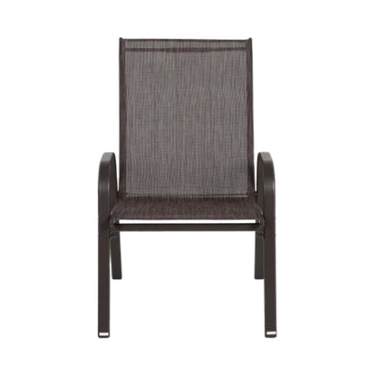 3 Piece Patio set, Outdoor Camping Chairs with Breathable Textilene Fabric, folding table with steel table top, 2chairs and 1table set ( Brown)-海智集-Default-
