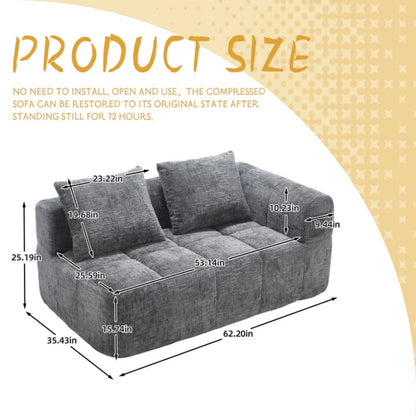 UNITED WE WIN Chenille Loveseat Sofa,Minimalist Modular Couches Sleeper for Living Room Bedroom Apartment Lounge-海智集-Default-