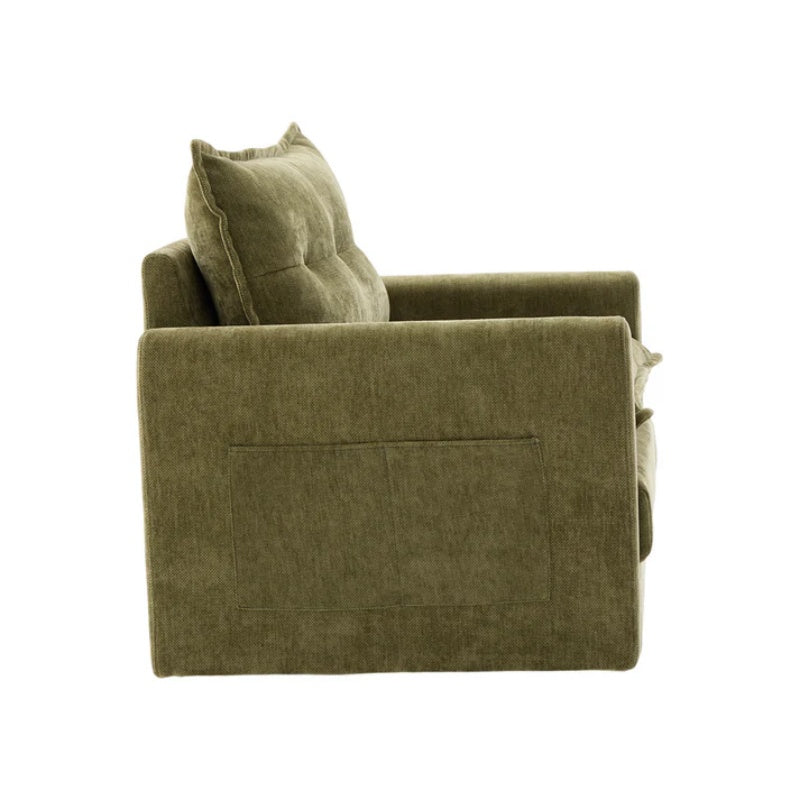 UNITED WE WIN Swivel Barrel Chair - Mid Century Modern Chair, Thick Padded Arm Chair with Solid Metal Base, Comfortable Single Sofa Chair, Swivel Accent Chair for Living Room Bedroom-海智集-Default-