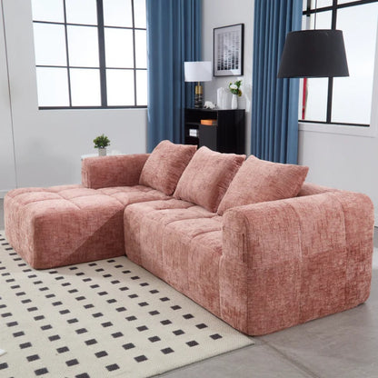 UNITED WE WIN 98.42-inch modular sectional sofa, modern modular L-shaped sofa with chaise longue, equipped with small side pockets and free of compression during installation.-海智集-Default-